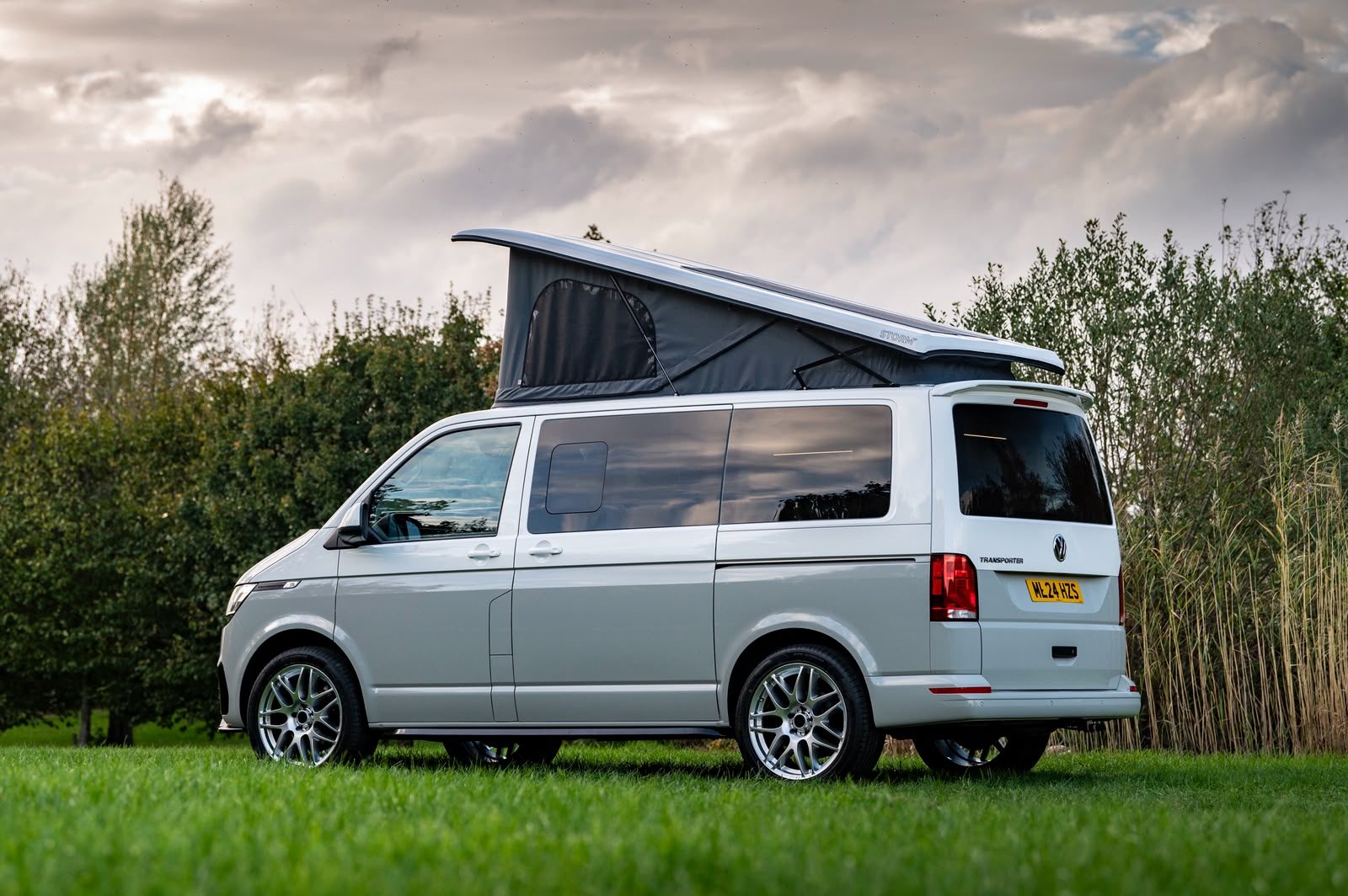 VW Transporter T6.1 with Storm pop-top raised and privacy glass side windows